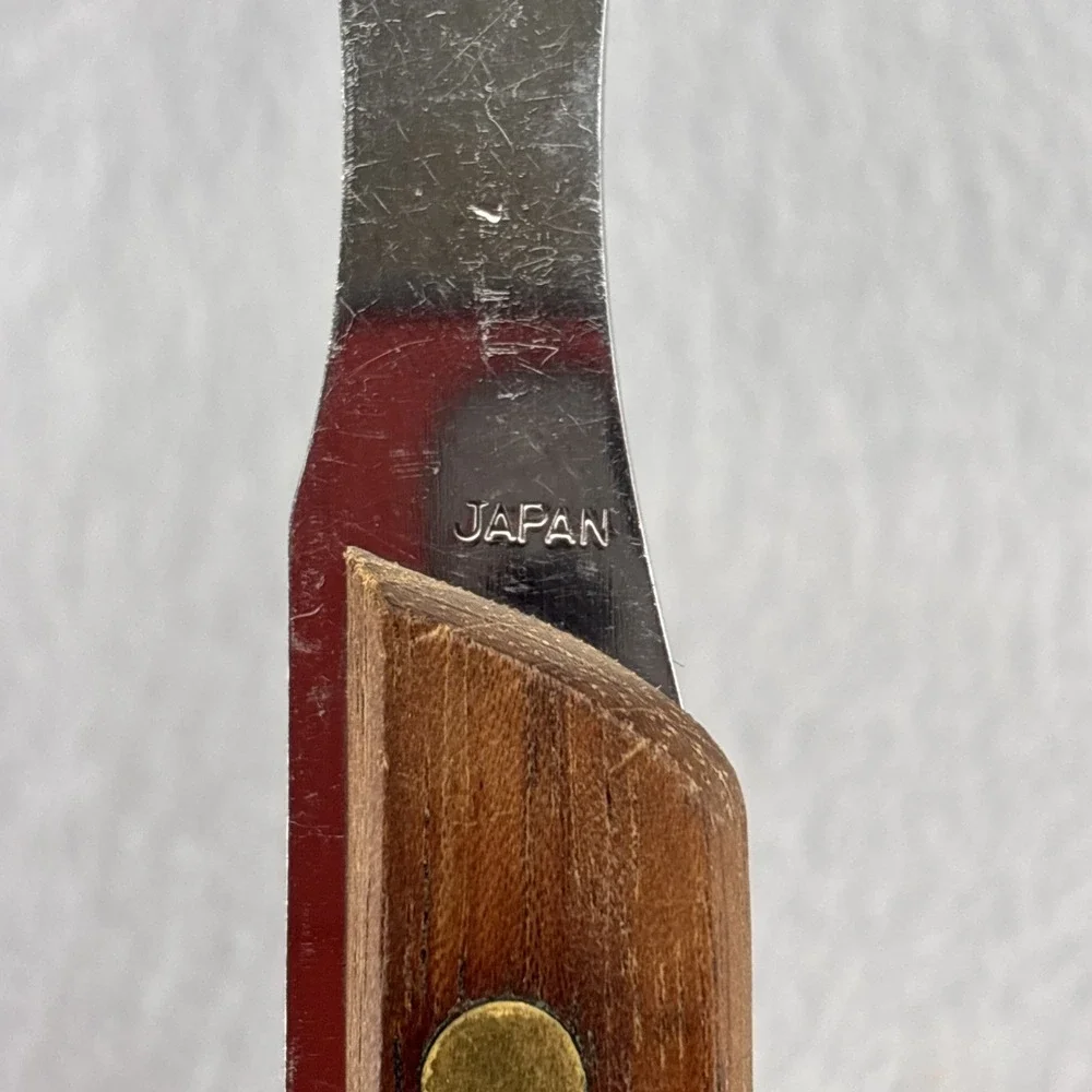 Vtg Northcraft Japan SS Full Extended Tang 2 Prong Carving Fork Acier Inoxydable